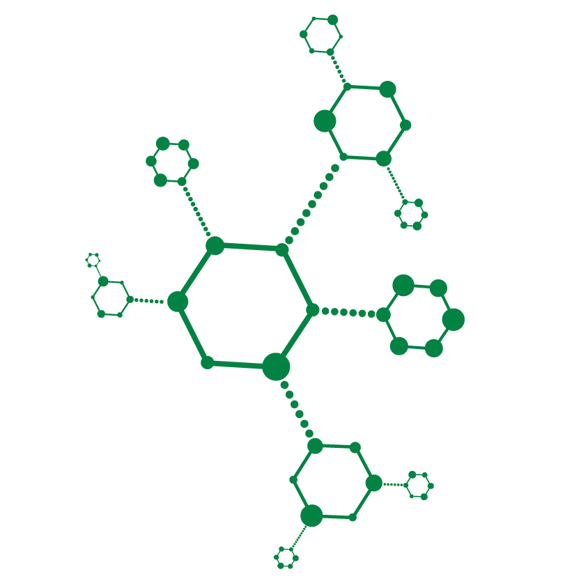 Grafik einer grünen Molekularstruktur.